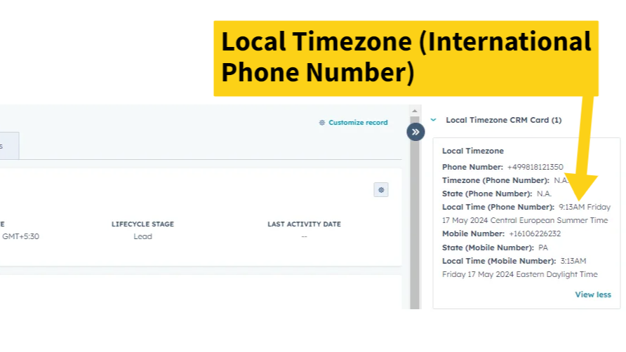 Shows Timezone information for Germany (Non USA/ Canada)